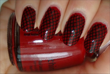 Black & Red Konad Nail Art