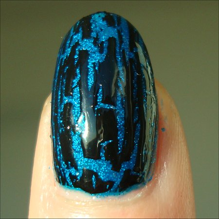 OPI Black Shatter Over China Glaze Blue Sparrow Swatches