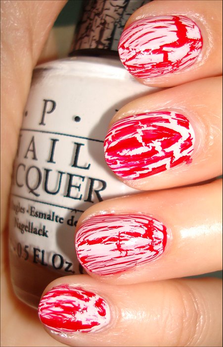 Canada Day Nail Art Swatches Using OPI Red Shatter & OPI White Shatter Polish