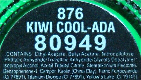 China Glaze Kiwi Cool-Ada Ingredients