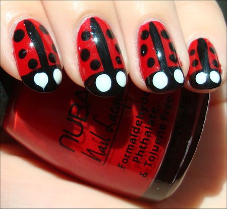 Lady Bug Nails Nail Art Tutorial