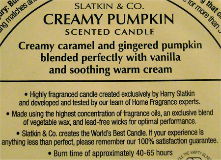 Slatkin and Co. Creamy Pumpkin Scented Candle Review & Pictures