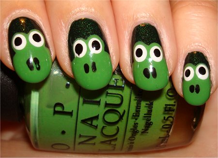 Flash Green Frog Nails How to Tutorial & Pics