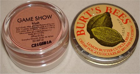 Everyday Minerals Game Show Blush & Burt's Bees Lemon Butter Cuticle Cream Pictures