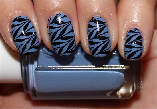 Blue & Black Nail-Art Konad Image Plate m78