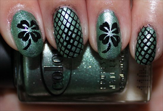 St. Patrick's Day Manicure 4 Leaf Clover Nails Nail Art