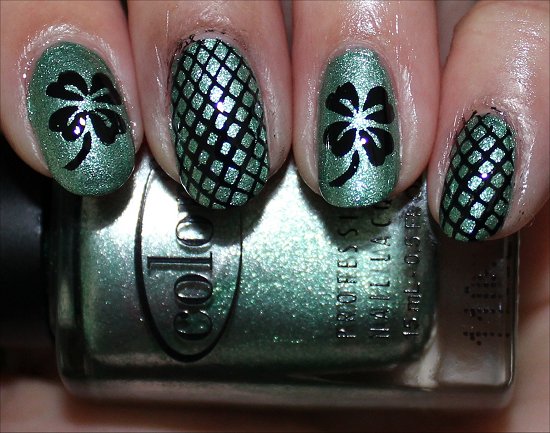 St. Patrick's Day Manicure Four Leaf Clover Nails Nail Art