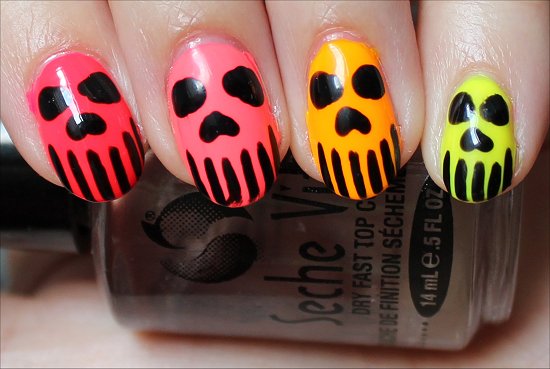 Neon Skull Nail Art