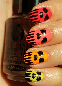 Neon Skull Nails Nail Art