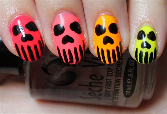 Neon Skull Nails