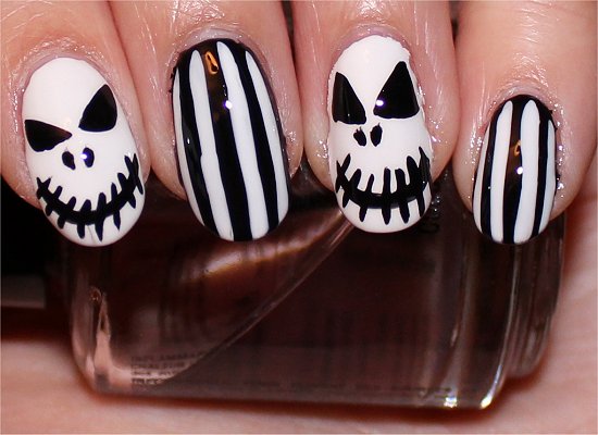 Halloween Nails Nail-Art Tutorial Jack Skellington Nail Art