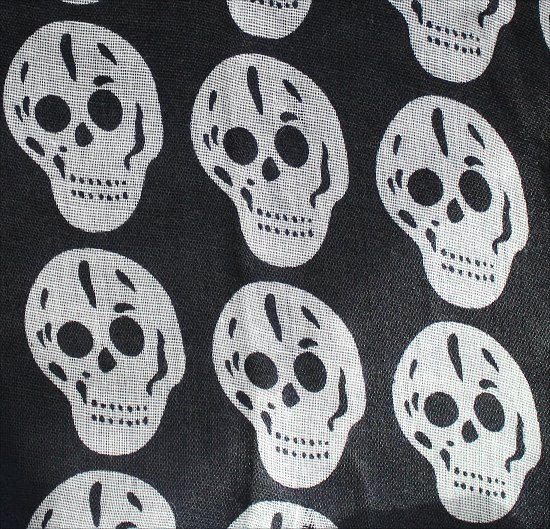 Scull Scarf White Skulls on Black Garage Clothing