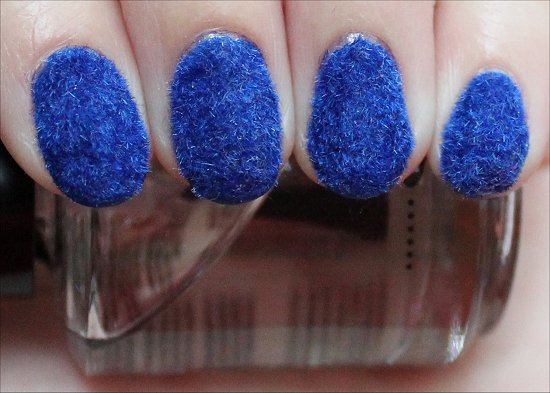 Blue Flocked Manicure Nail Art & Tips