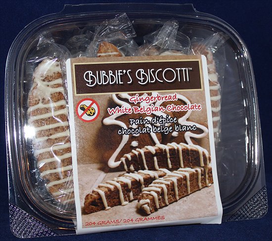 Bubbie's Biscotti Gingerbread White Belgian Chocolate Biscotti