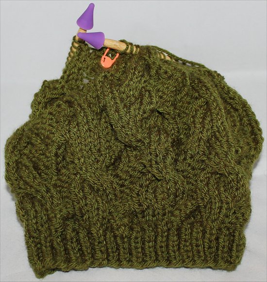 Green Beanie Knitting a Hat