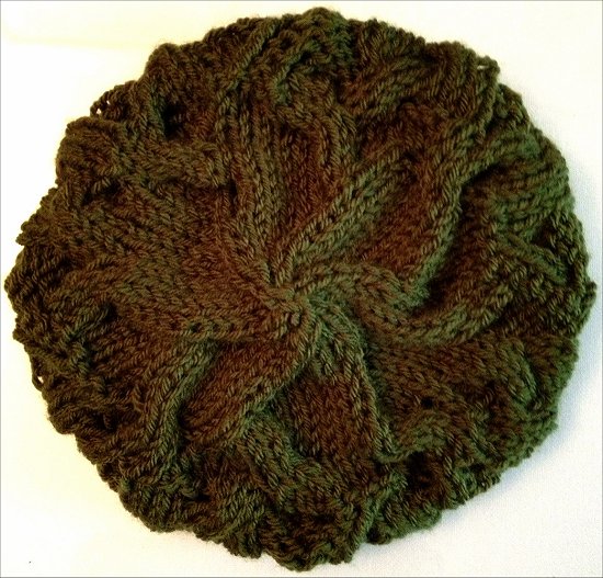 Knitting a Green Hat Finished Project