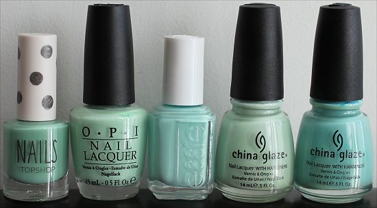 Minty Green Nail Polish Comparison Photos