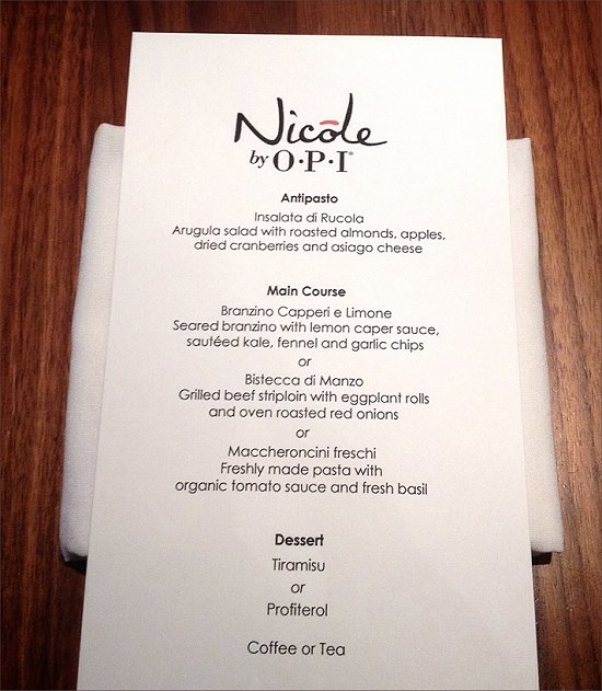 Nicole by OPI Carrie Underwood Media Luncheon Menu