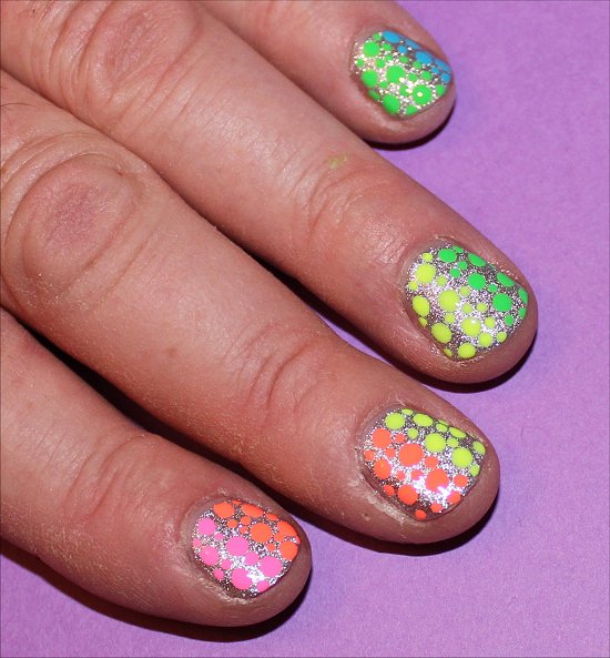 Neon Rainbow Dotticure on a MAN