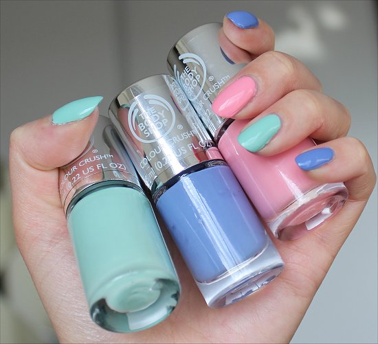 The Body Shop Colour Crush Collection Got the Blues, Oh Petal & Mint Cream Swatches