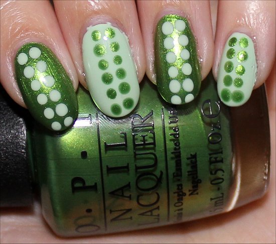 Green Dotticure OPI My Gecko Does Tricks & OPI That's Hula-rious