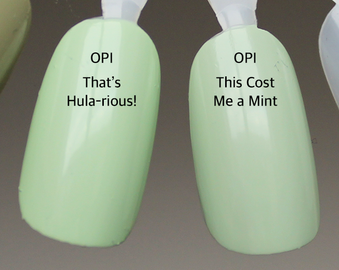 OPI That's Hula-rious vs OPI This Cost Me a Mint