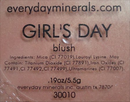 Everyday Minerals Girl's Day Blush Ingredients