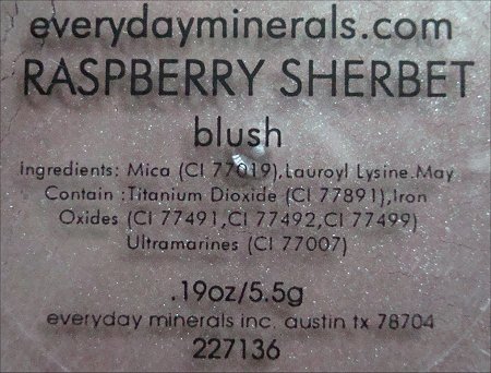 Everyday Minerals Raspberry Sherbet Blush Ingredients